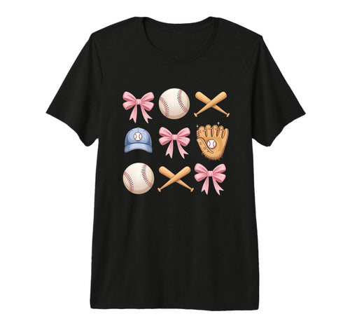 Baseball Coquette Bow Mom Sister Tri Blend T-Shirt - Unique Graphic Unisex - T-Shirt, Sweatshirt, Hoodie
