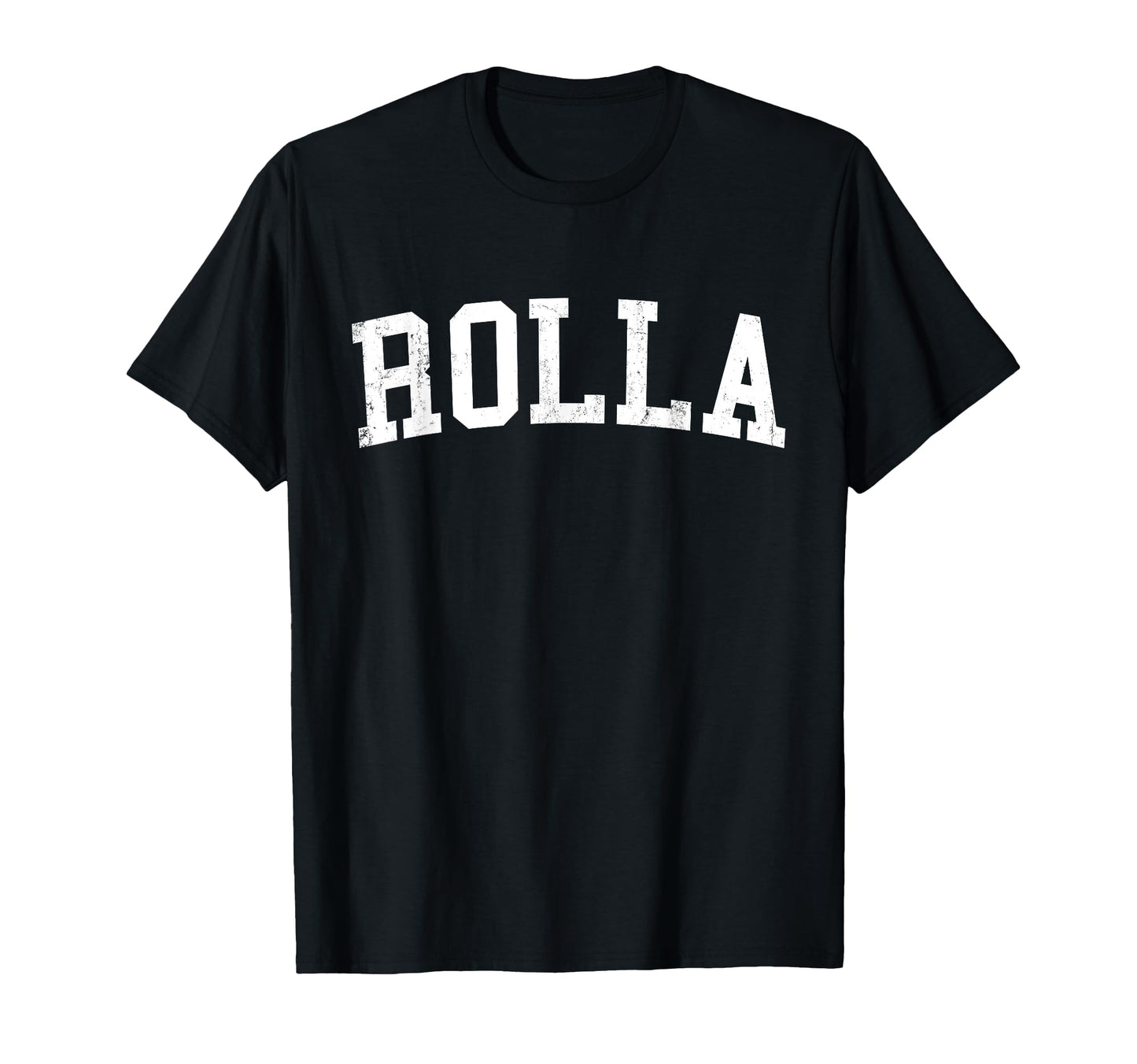 Rolla Mo Distressed White Varsity T-Shirt - Minimalist Print for Adults - T-Shirt, Sweatshirt, Hoodie
