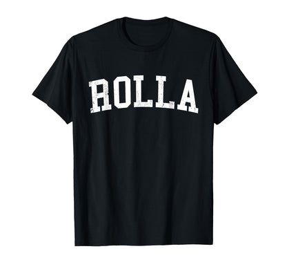 Rolla Mo Distressed White Varsity T-Shirt - Minimalist Print for Adults - T-Shirt, Sweatshirt, Hoodie