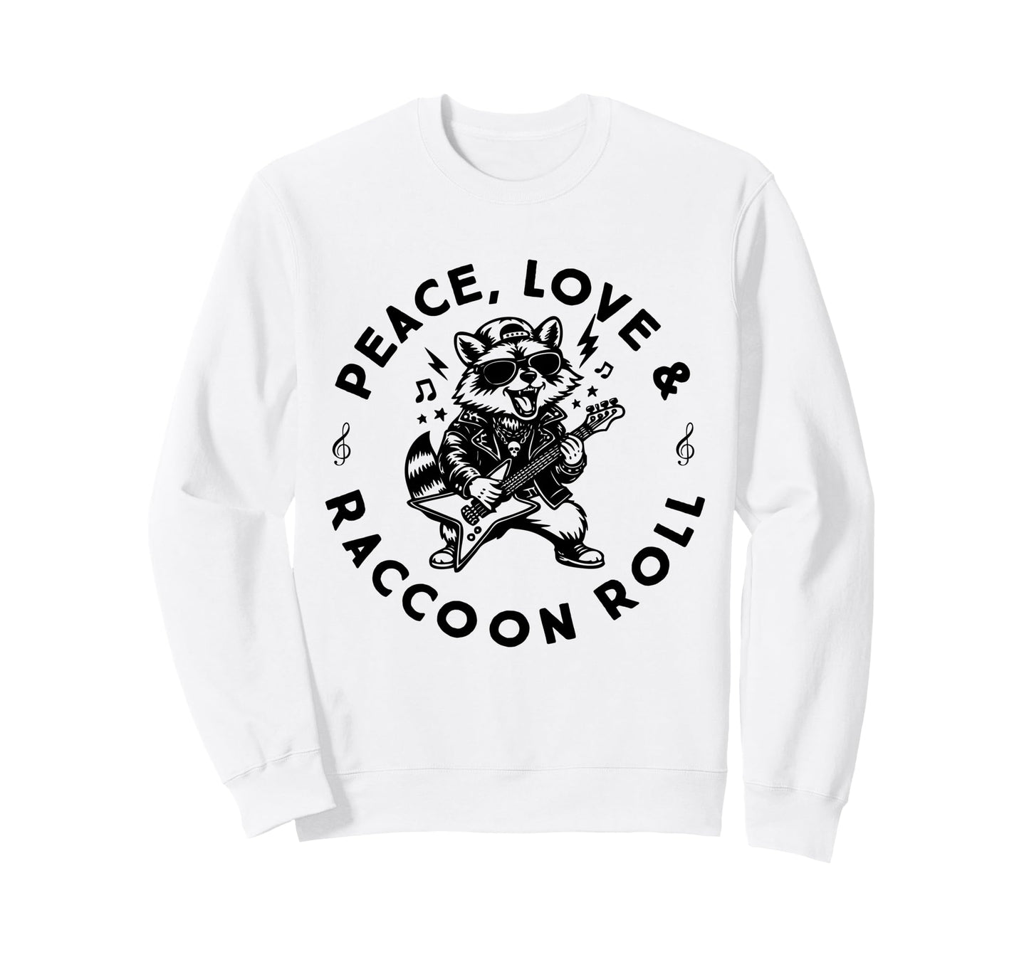 Raccoon Rock And Roll Music Sweatshirt - Minimalist Print for Adults - T-Shirt, Sweatshirt, Hoodie