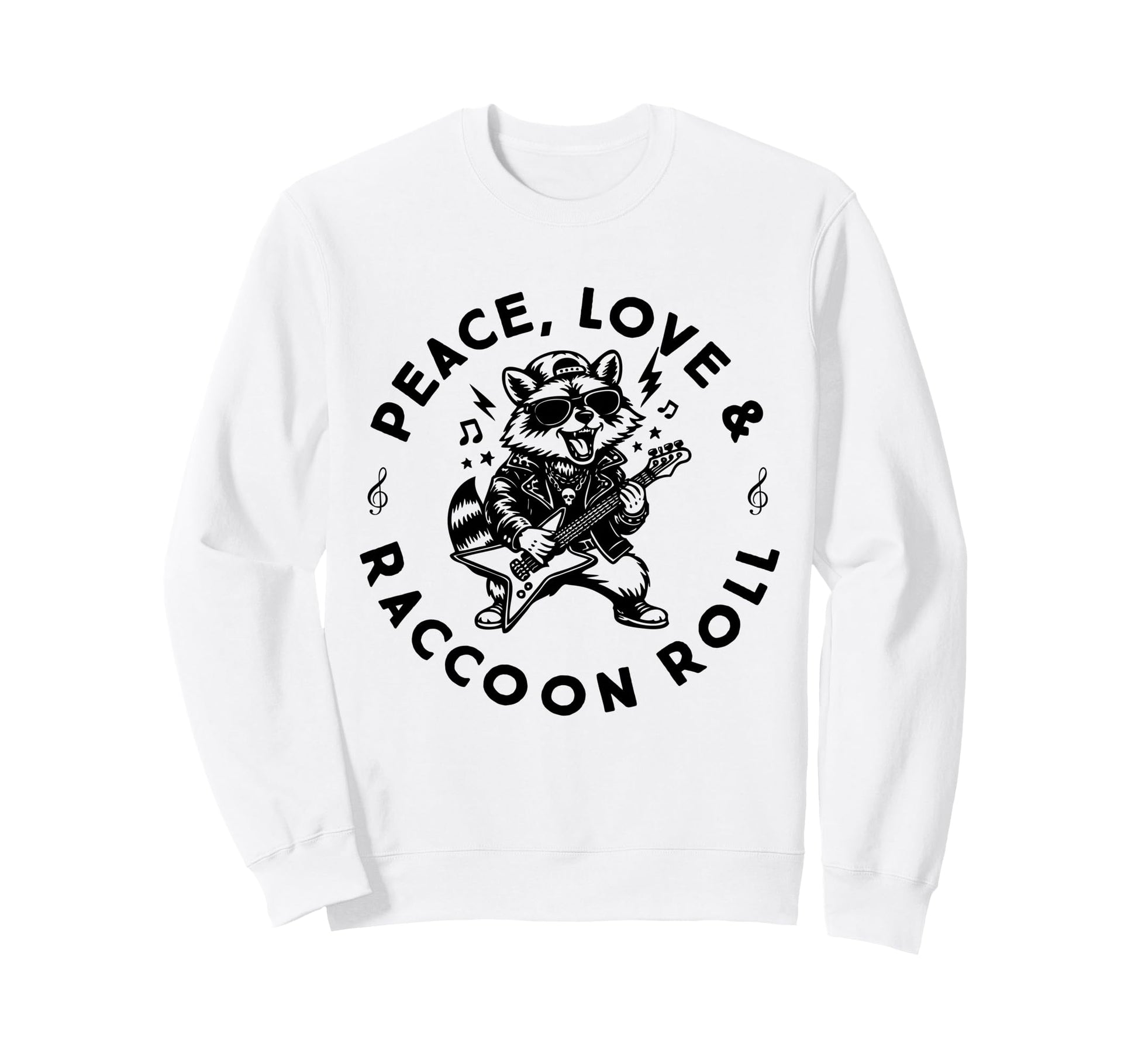 Raccoon Rock And Roll Music Sweatshirt - Minimalist Print for Adults - T-Shirt, Sweatshirt, Hoodie