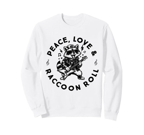 Raccoon Rock And Roll Music Sweatshirt - Minimalist Print for Adults - T-Shirt, Sweatshirt, Hoodie