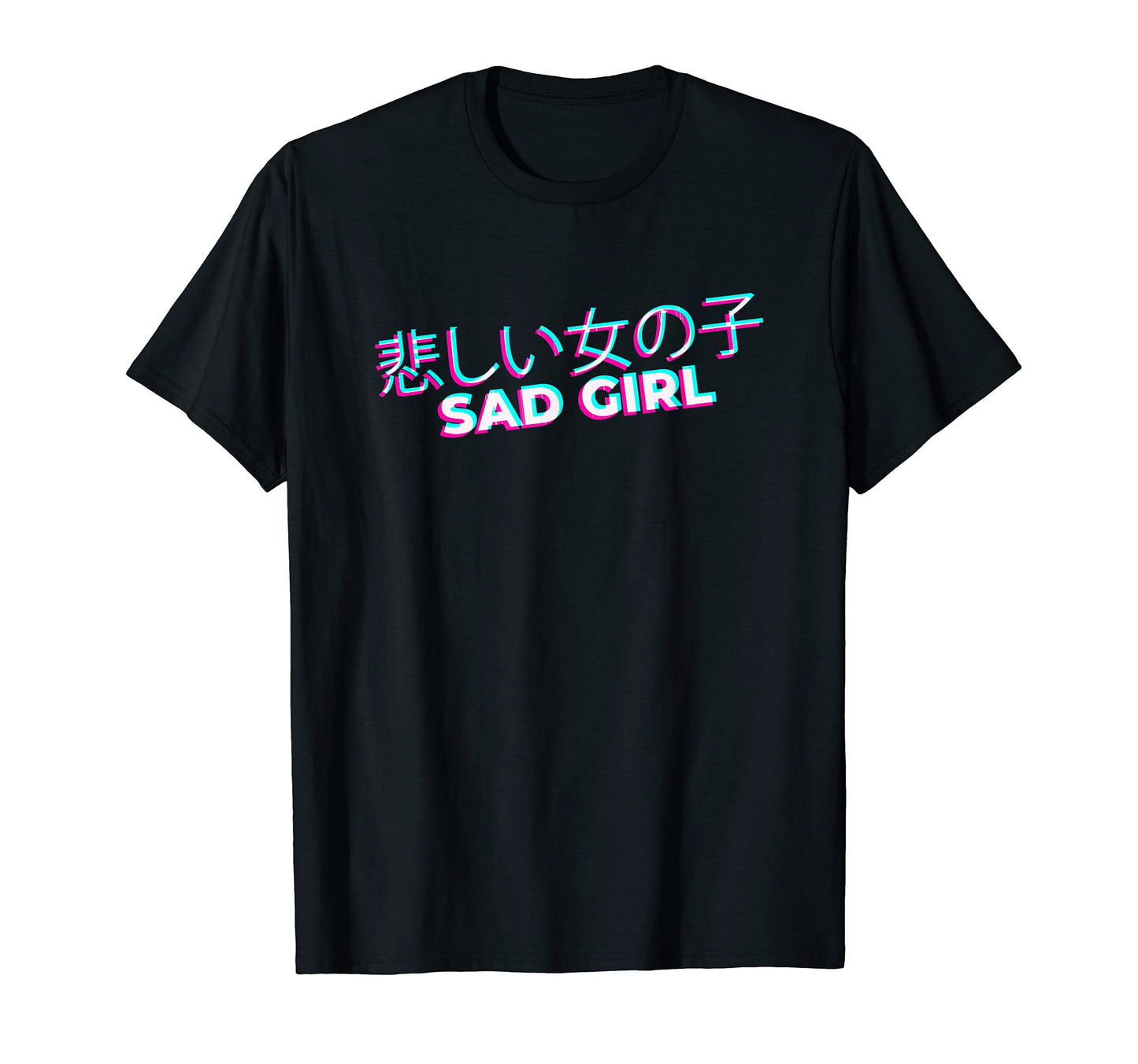 Japanese Glitch Sad Anime Minimal T-Shirt - Aesthetic Graphic Unisex - T-Shirt, Sweatshirt, Hoodie