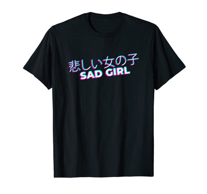 Japanese Glitch Sad Anime Minimal T-Shirt - Aesthetic Graphic Unisex - T-Shirt, Sweatshirt, Hoodie