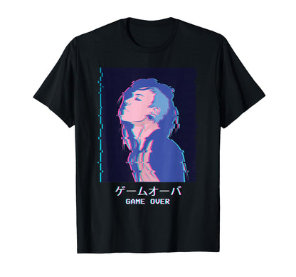 Emo Punk Alt Anime Game Over Vaporwave T-Shirt - Graphic Print for Adults - T-Shirt, Sweatshirt, Hoodie
