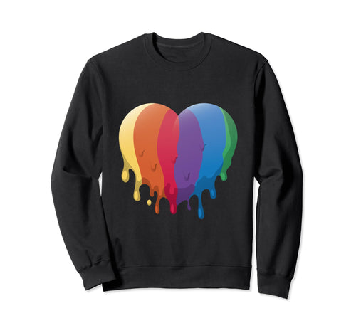 Dripping Melt Rainbow Heart Lgbt Sweatshirt - Custom Art Print for Adults - T-Shirt, Sweatshirt, Hoodie
