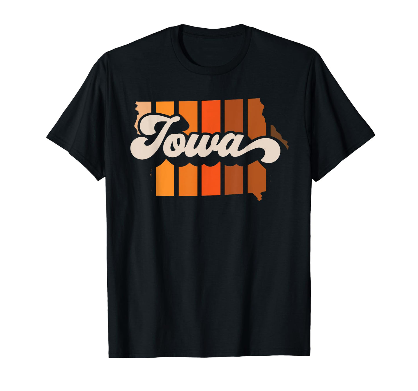 Iowa 70S Stripe State Silhouette T-Shirt - Casual Everyday Wear for Adults - T-Shirt, Sweatshirt, Hoodie
