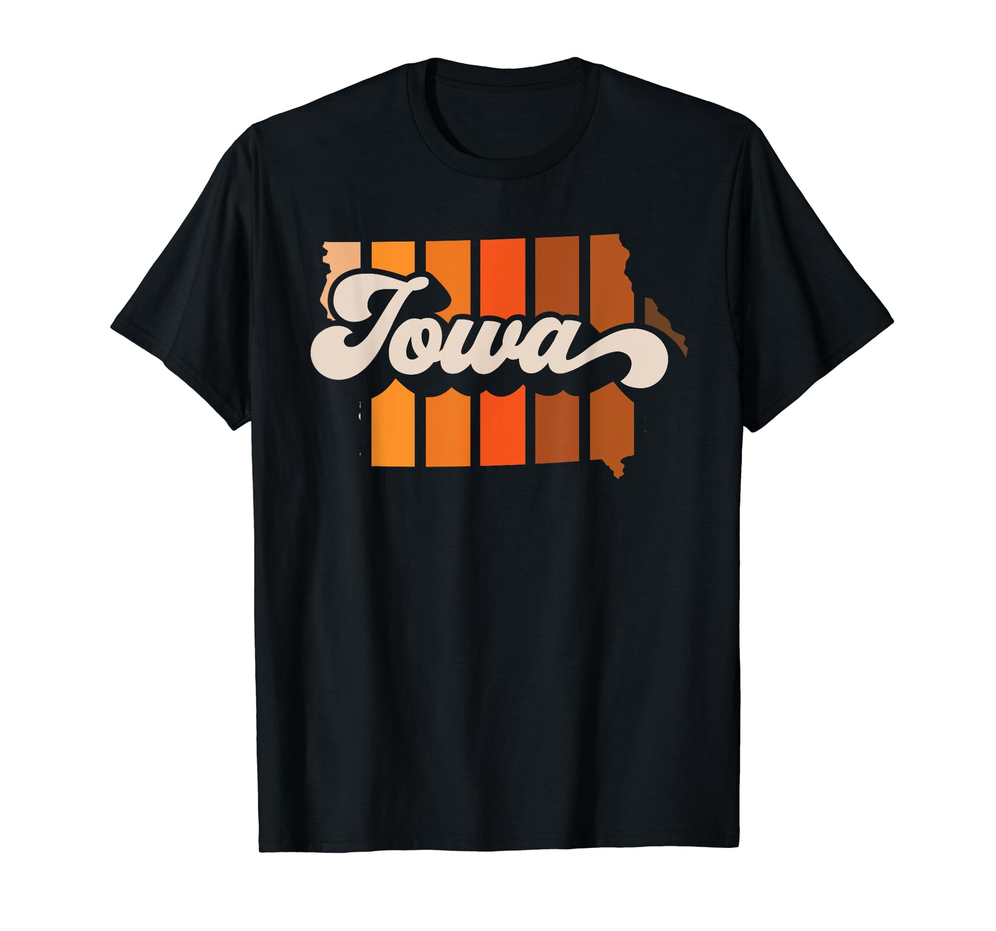 Iowa 70S Stripe State Silhouette T-Shirt - Casual Everyday Wear for Adults - T-Shirt, Sweatshirt, Hoodie