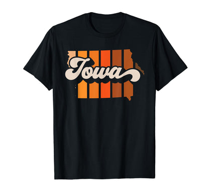 Iowa 70S Stripe State Silhouette T-Shirt - Casual Everyday Wear for Adults - T-Shirt, Sweatshirt, Hoodie
