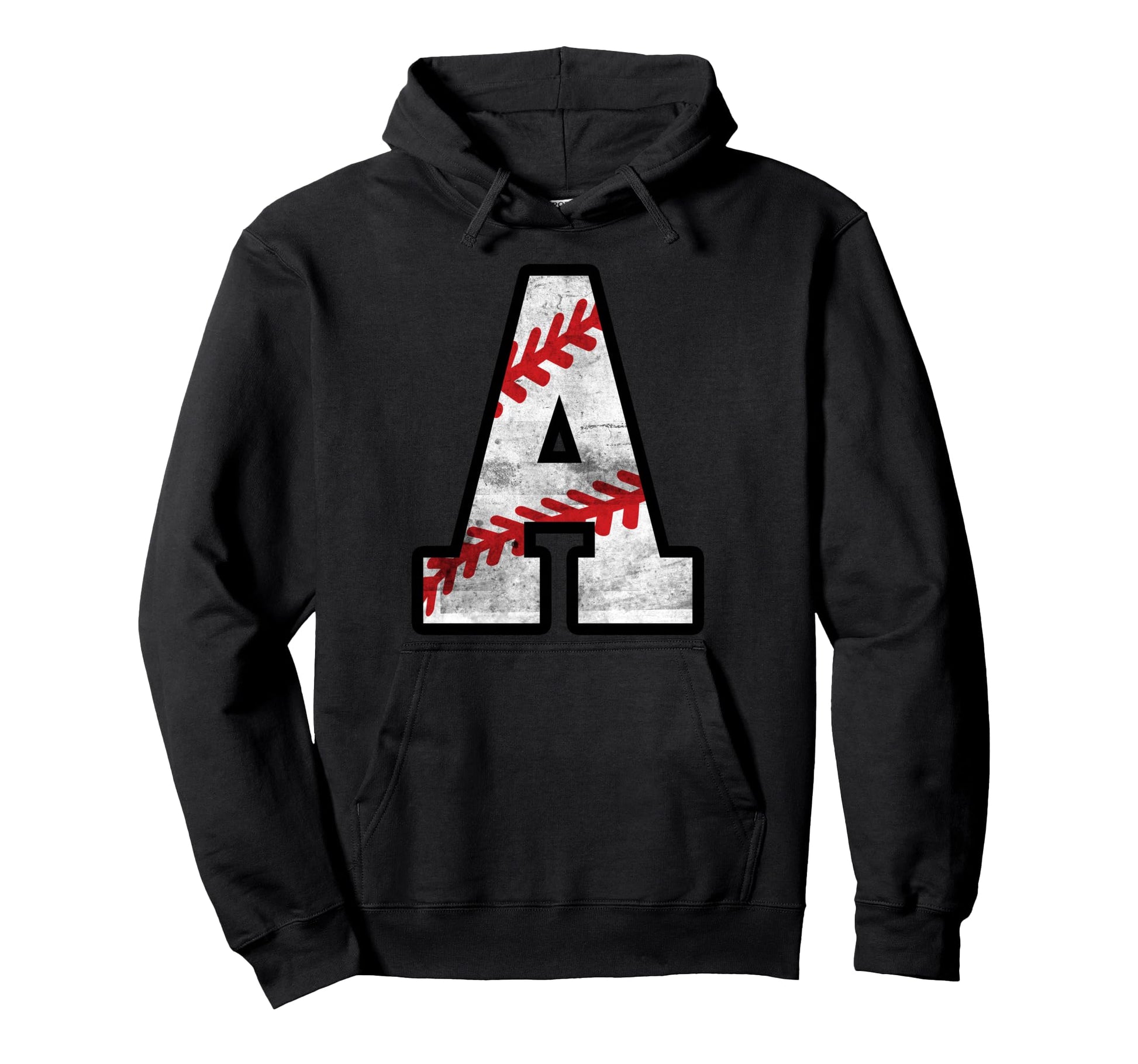 Distressed Baseball Letter Hoodie - Fun Novelty Design Unisex - T-Shirt, Sweatshirt, Hoodie