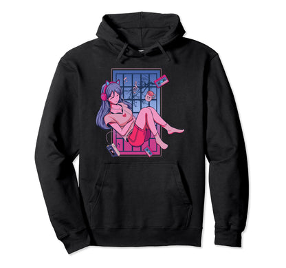 Lofi Anime Aesthetic Music Vaporwave Hoodie - Fun Novelty Design Unisex - T-Shirt, Sweatshirt, Hoodie