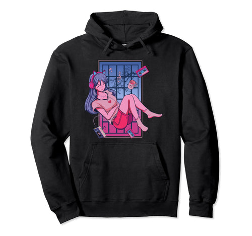 Lofi Anime Aesthetic Music Vaporwave Hoodie - Fun Novelty Design Unisex - T-Shirt, Sweatshirt, Hoodie