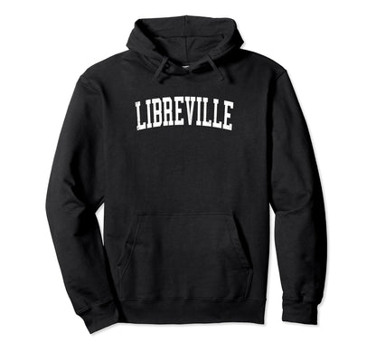 Libreville Gabon Distressed White Varsity Hoodie - Graphic Print Unisex - T-Shirt, Sweatshirt, Hoodie