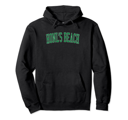 Honls Beach Distressed Green Varsity Hoodie - Trendy Graphic Men Women - T-Shirt, Sweatshirt, Hoodie