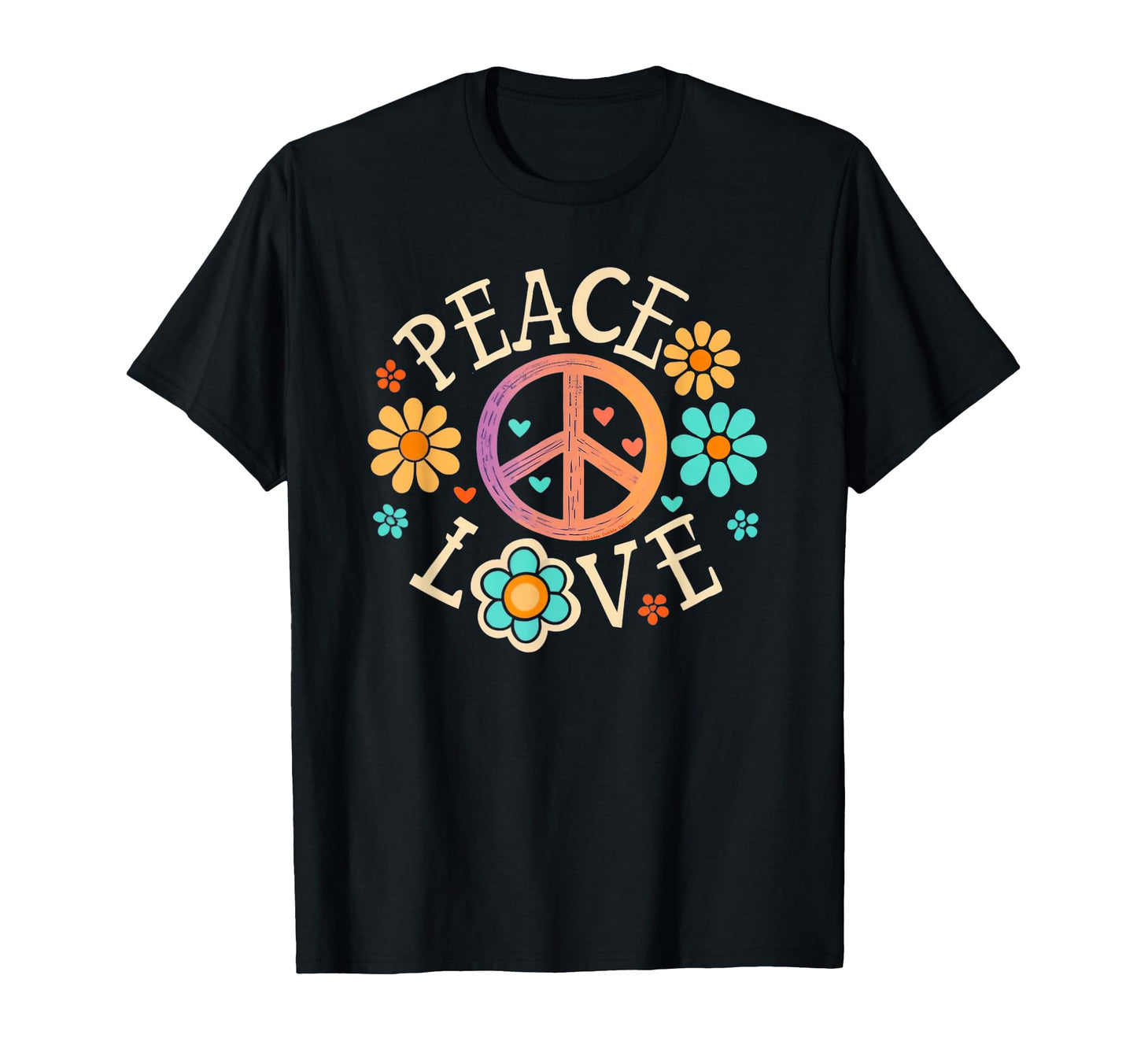 60S 70S Groovy Hippie Flowers Peace Sign T-Shirt - Graphic Print Men Women - T-Shirt, Sweatshirt, Hoodie