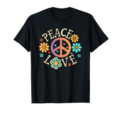 60S 70S Groovy Hippie Flowers Peace Sign T-Shirt - Graphic Print Men Women - T-Shirt, Sweatshirt, Hoodie