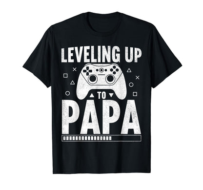 Leveling Up To Papa Pregnancy T-Shirt - Minimalist Print Unisex - T-Shirt, Sweatshirt, Hoodie