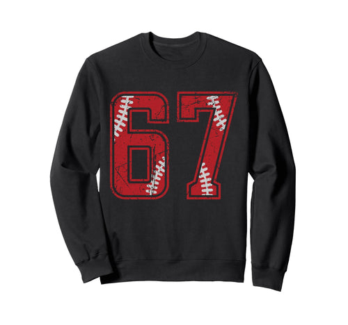 Distressed Baseball Number 67 Sweatshirt - Streetwear Style Unisex - T-Shirt, Sweatshirt, Hoodie
