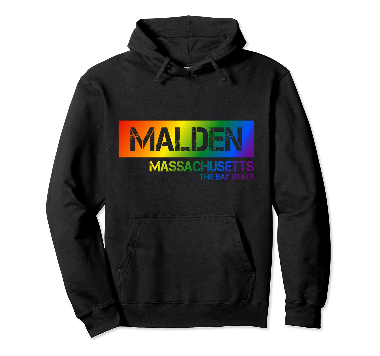 Malden Massachusetts Lgbtqai Rainbow Hoodie - Minimalist Print Unisex - T-Shirt, Sweatshirt, Hoodie