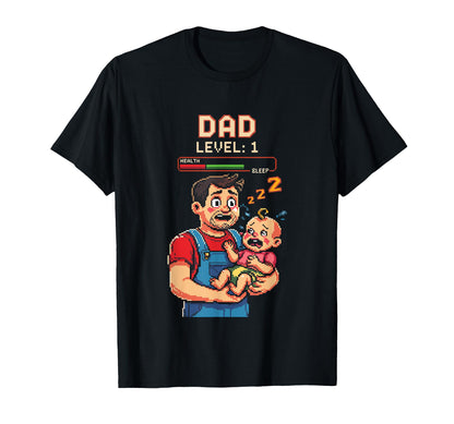 Dad Level 1 Funny Gamer Pixel T-Shirt - Fun Novelty Design for Adults - T-Shirt, Sweatshirt, Hoodie