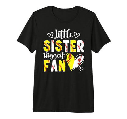 Little Sister Biggest Fan Baseball T-Shirt - Aesthetic Graphic Unisex - T-Shirt, Sweatshirt, Hoodie