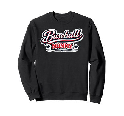 Baseball Mommy Script Red White Blue Sweatshirt - Trendy Graphic Unisex - T-Shirt, Sweatshirt, Hoodie