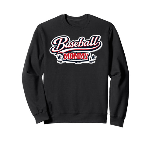 Baseball Mommy Script Red White Blue Sweatshirt - Trendy Graphic Unisex - T-Shirt, Sweatshirt, Hoodie
