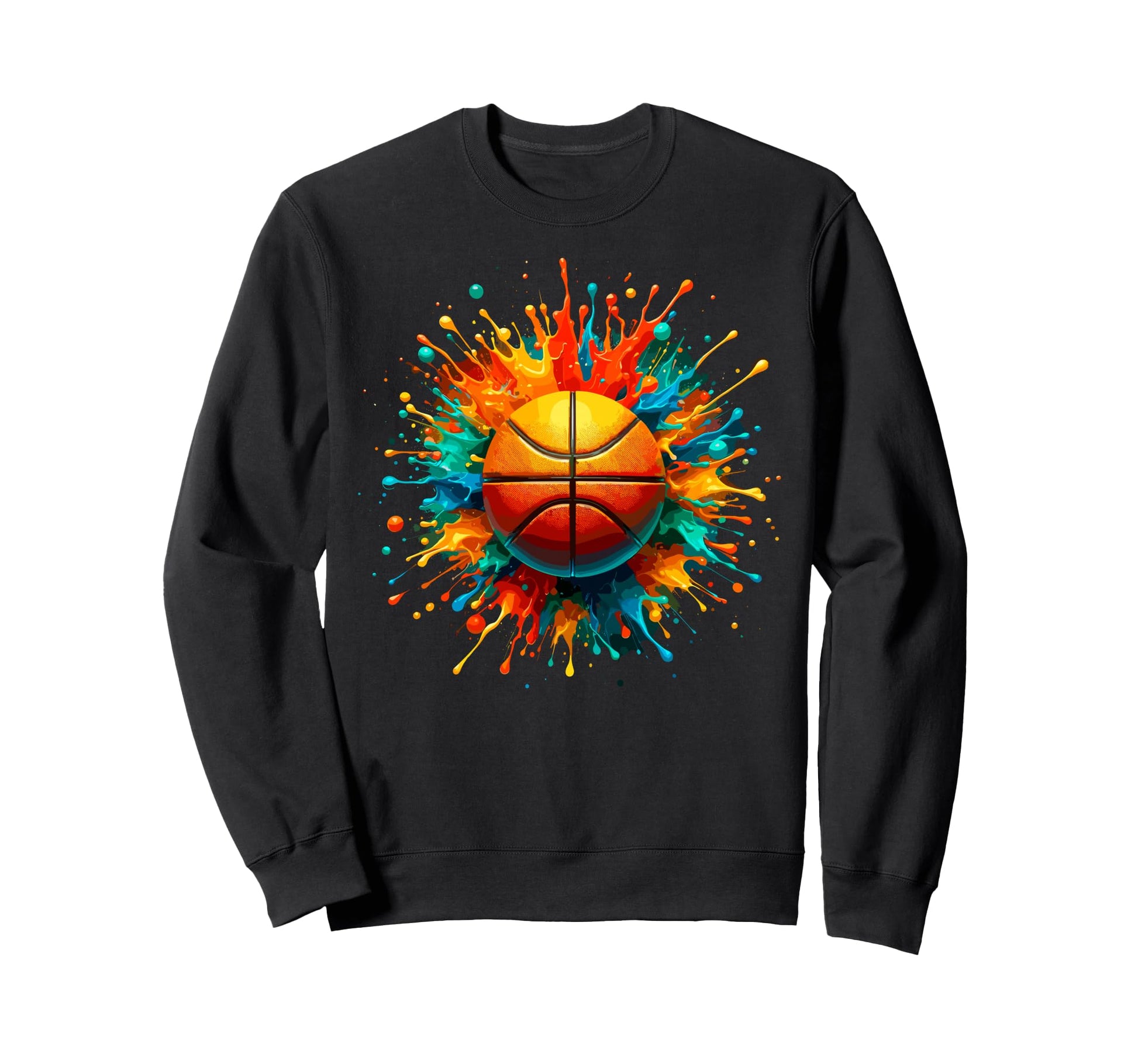 Colorful Paints Splash Basketball Sweatshirt - Trendy Graphic Men Women - T-Shirt, Sweatshirt, Hoodie