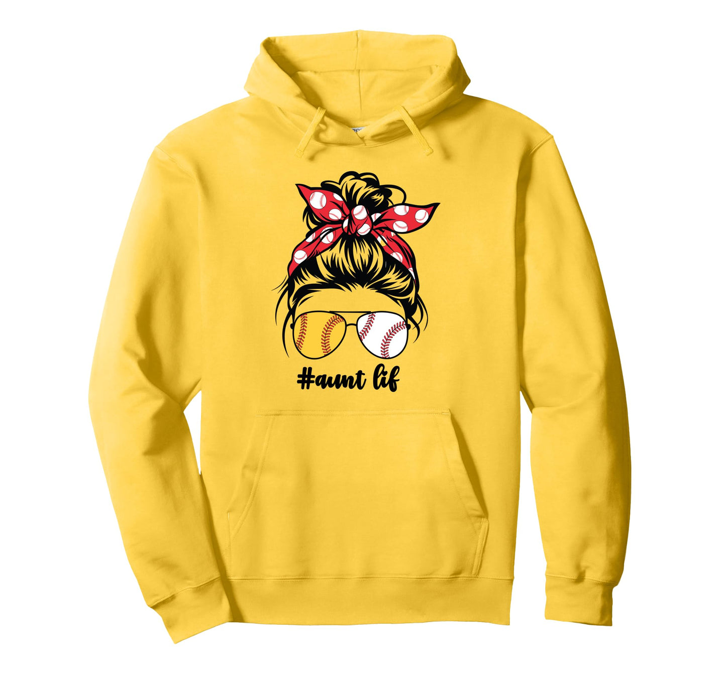 Half Softball And Baseball Aunt Life Hoodie - Unique Graphic Men Women - T-Shirt, Sweatshirt, Hoodie