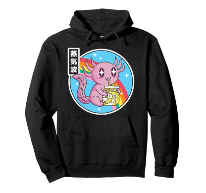 Axolotl Banana Milk Carton Kawaii Hoodie - Minimalist Print Men Women - T-Shirt, Sweatshirt, Hoodie