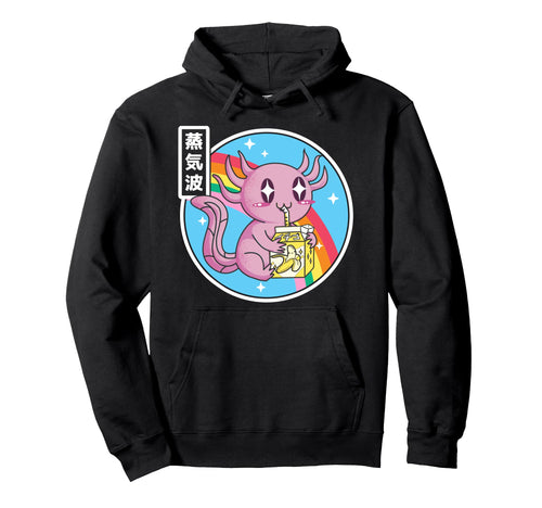 Axolotl Banana Milk Carton Kawaii Hoodie - Minimalist Print Men Women - T-Shirt, Sweatshirt, Hoodie