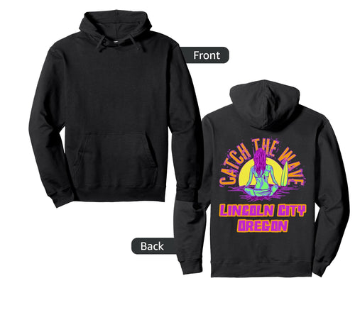 Lincoln City Oregon Surfing Vaporwave Hoodie - Aesthetic Graphic Unisex - T-Shirt, Sweatshirt, Hoodie