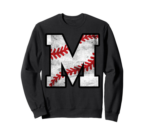 Distressed Baseball Letter M Sweatshirt - Custom Art Print Unisex - T-Shirt, Sweatshirt, Hoodie