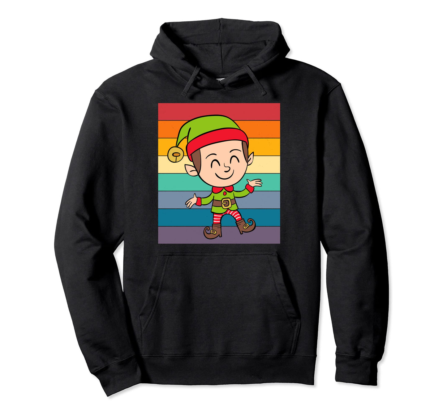 Elf Distressed Rainbow Hoodie - Unique Graphic Unisex - T-Shirt, Sweatshirt, Hoodie