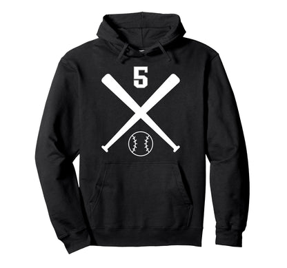 Baseball Softball Number 5 Hoodie - Graphic Print Men Women - T-Shirt, Sweatshirt, Hoodie