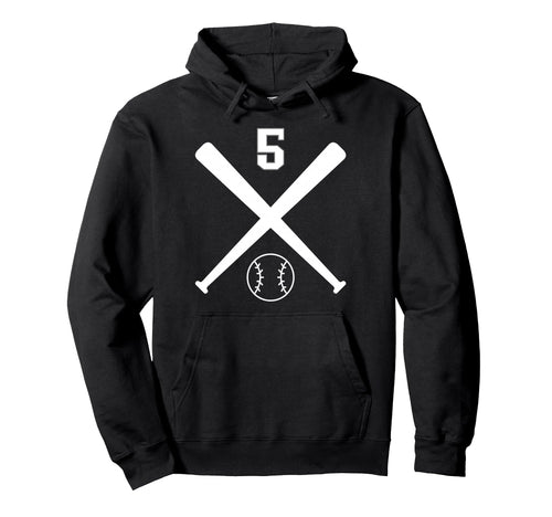 Baseball Softball Number 5 Hoodie - Graphic Print Men Women - T-Shirt, Sweatshirt, Hoodie