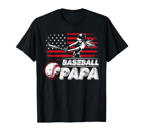 Baseball Papa Us Flag Funny Baseball T-Shirt - Novelty Apparel Men Women - T-Shirt, Sweatshirt, Hoodie