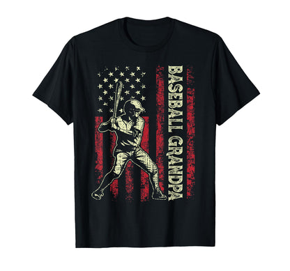 Baseball Grandpa American Us Flag T-Shirt - Graphic Print for Adults - T-Shirt, Sweatshirt, Hoodie