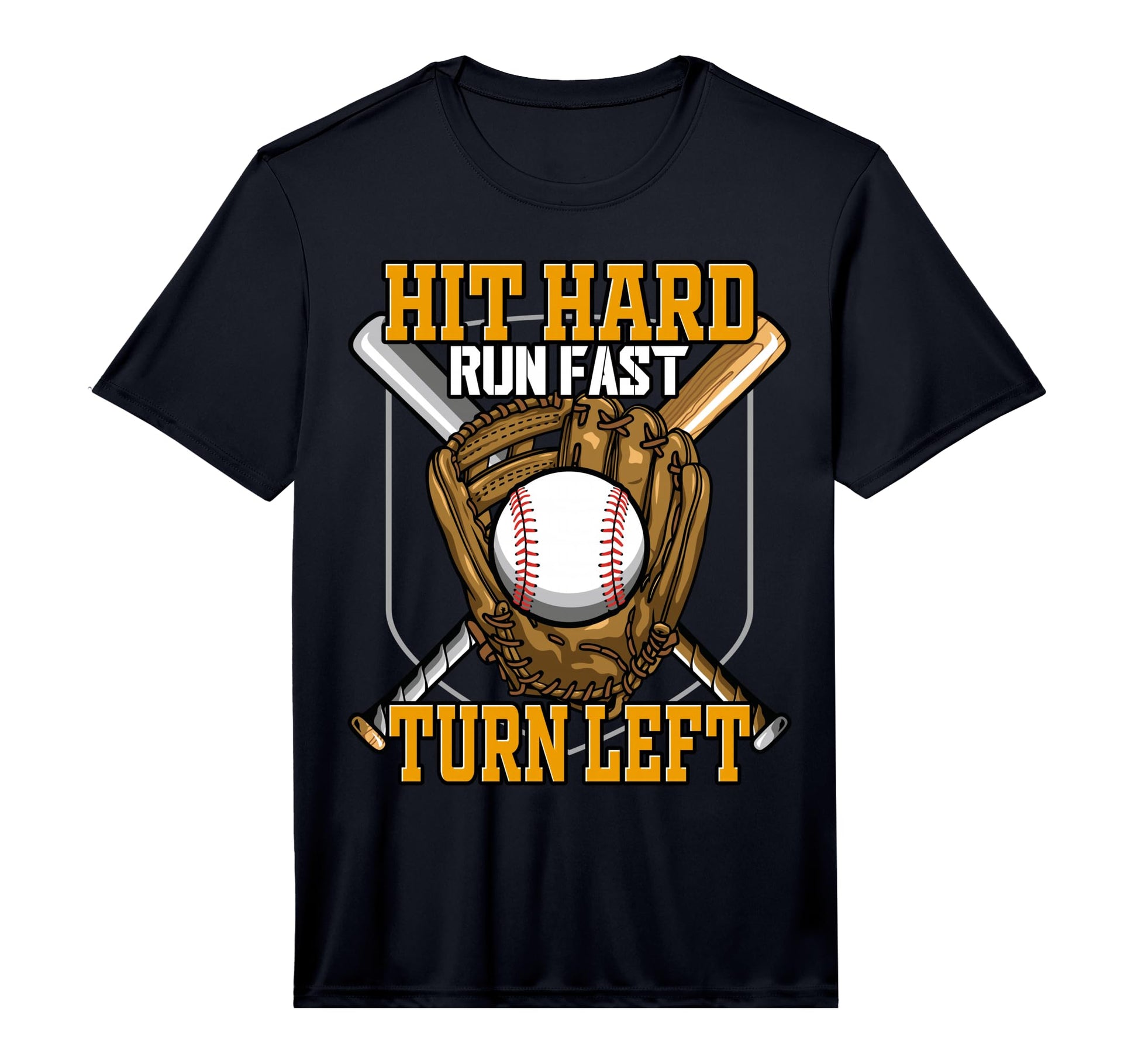 Mens Hit Hard Run Fast Turn Left T-Shirt - Fun Novelty Design Men Women - T-Shirt, Sweatshirt, Hoodie