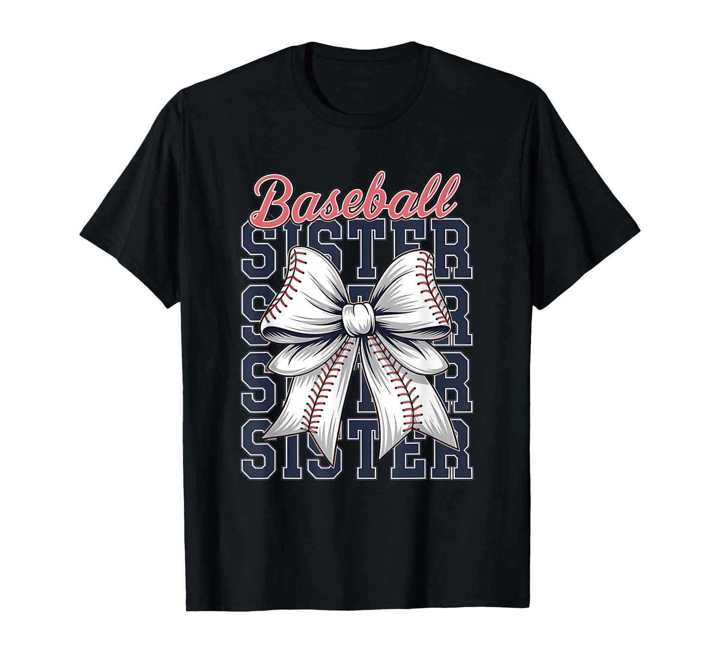 Baseball Sister Coquette Bow T-Shirt - Unique Graphic for Adults - T-Shirt, Sweatshirt, Hoodie