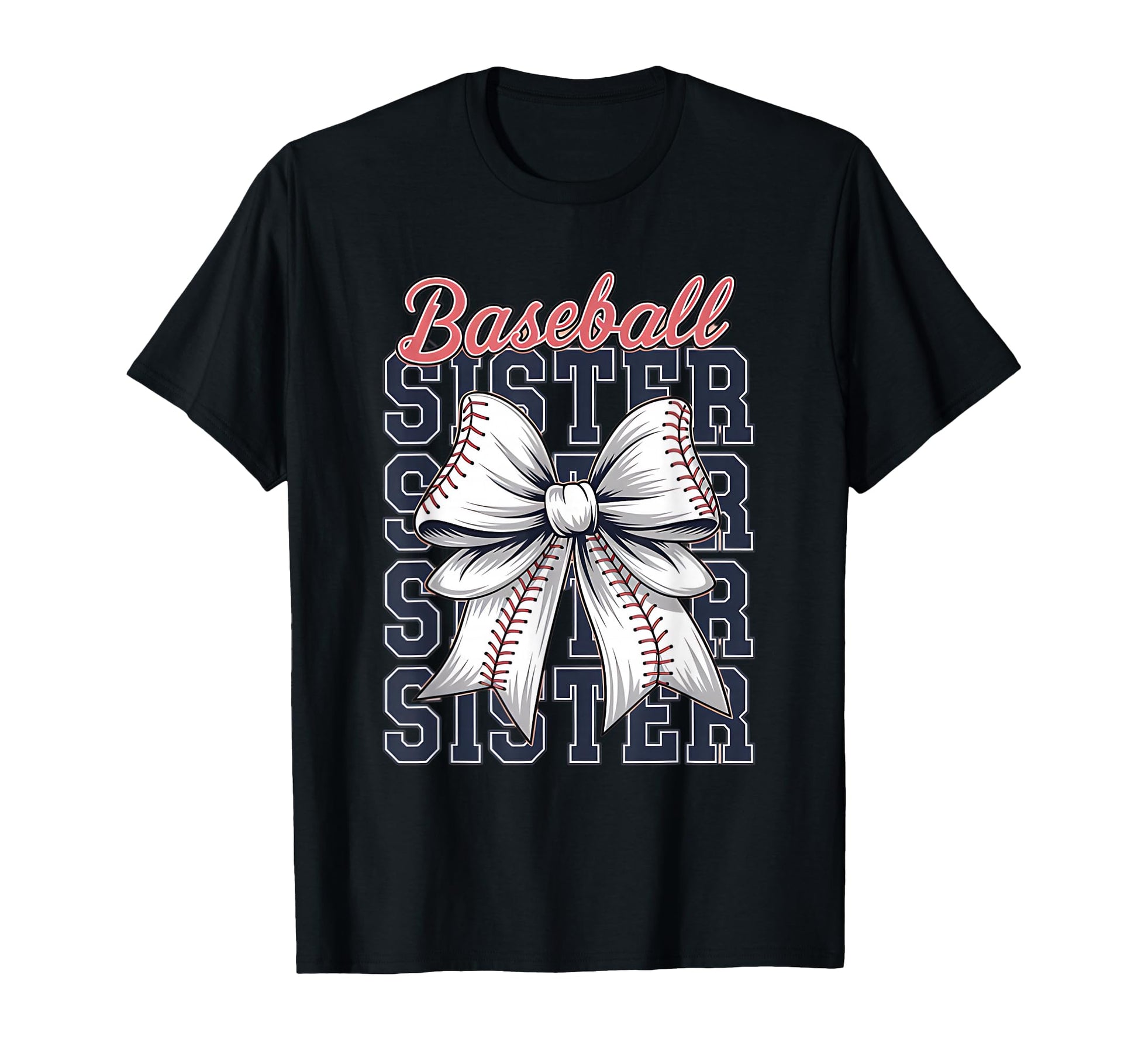Baseball Sister Coquette Bow T-Shirt - Unique Graphic for Adults - T-Shirt, Sweatshirt, Hoodie