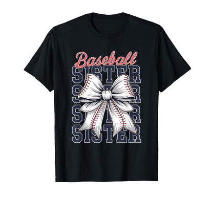 Baseball Sister Coquette Bow T-Shirt - Unique Graphic for Adults - T-Shirt, Sweatshirt, Hoodie