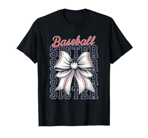 Baseball Sister Coquette Bow T-Shirt - Unique Graphic for Adults - T-Shirt, Sweatshirt, Hoodie