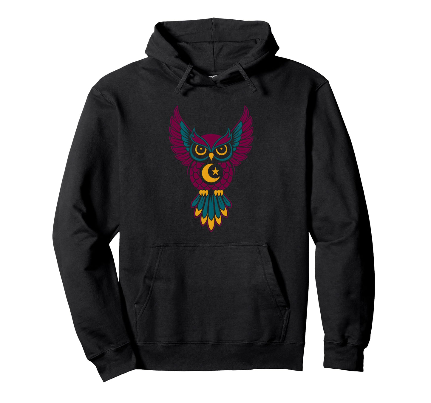 Cosmic Owl Wisdom Boho Hippie Mandala Hoodie - Streetwear Style for Adults - T-Shirt, Sweatshirt, Hoodie