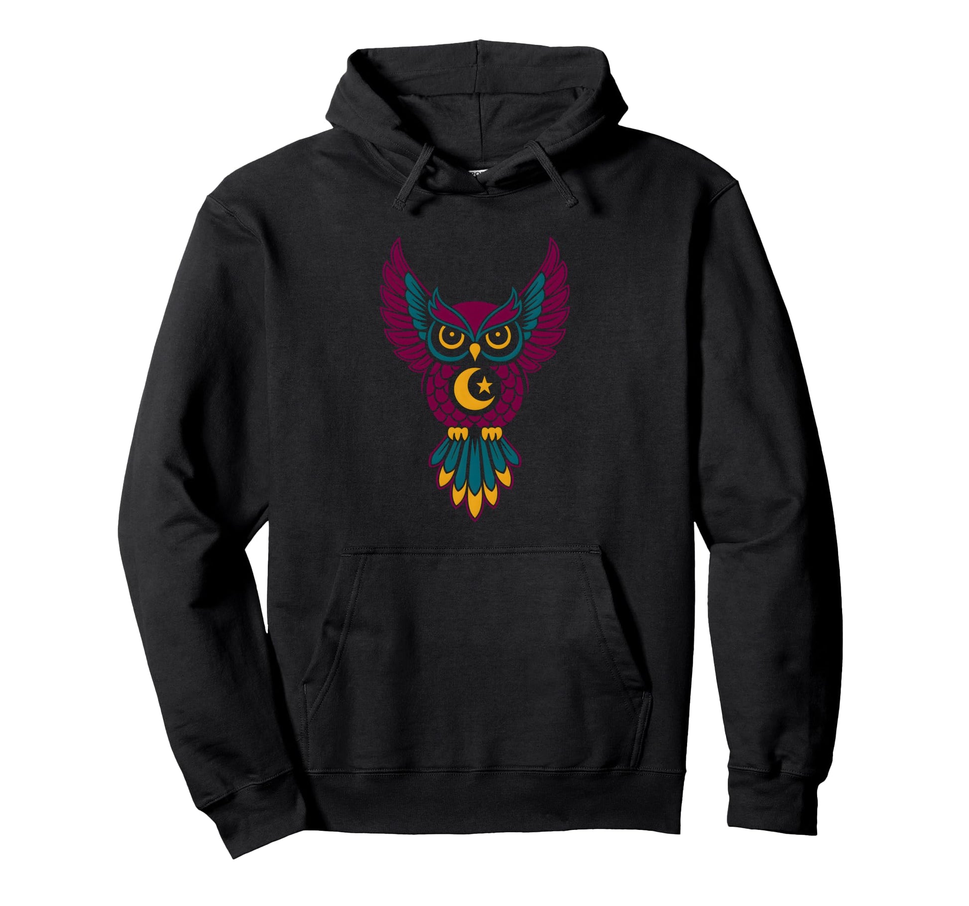 Cosmic Owl Wisdom Boho Hippie Mandala Hoodie - Streetwear Style for Adults - T-Shirt, Sweatshirt, Hoodie
