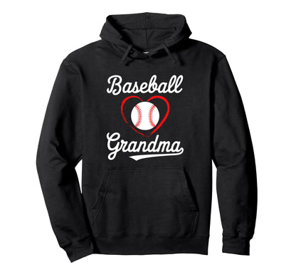 Baseball Grandma Baseball Heart Hoodie - Casual Everyday Wear Men Women - T-Shirt, Sweatshirt, Hoodie