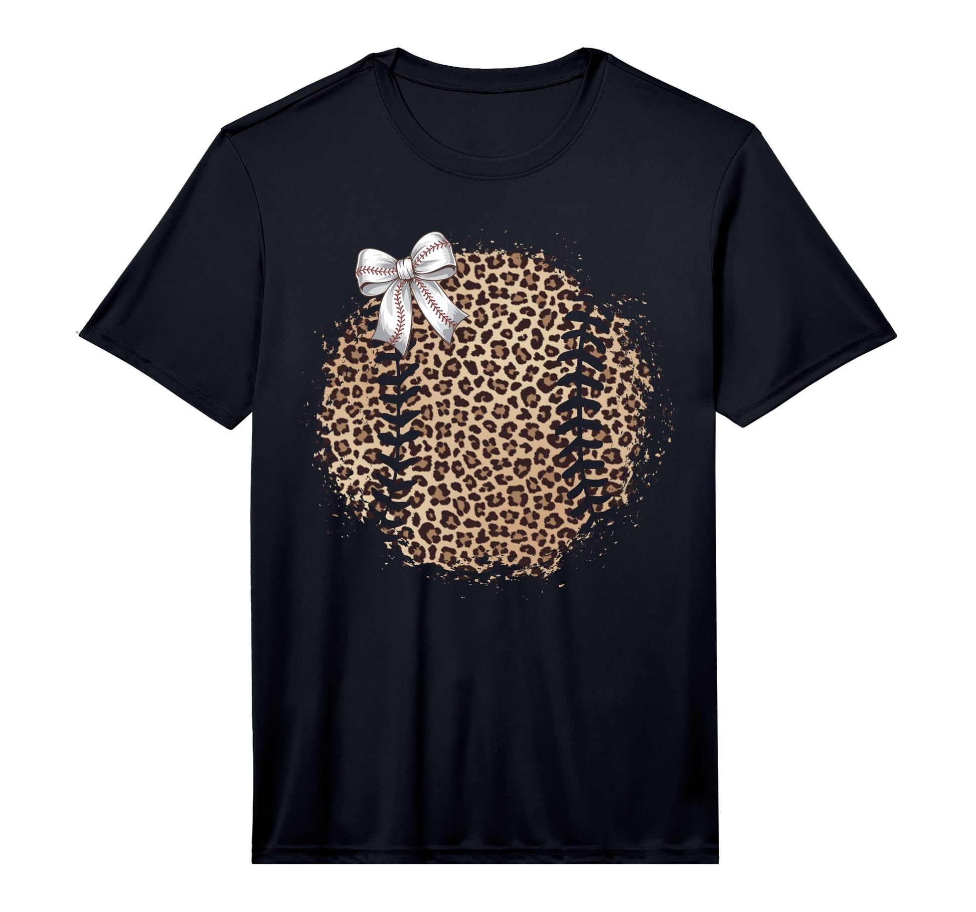 Baseball Mom Leopard Coquette Bow T-Shirt - Casual Everyday Wear Men Women - T-Shirt, Sweatshirt, Hoodie