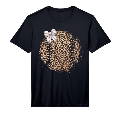 Baseball Mom Leopard Coquette Bow T-Shirt - Casual Everyday Wear Men Women - T-Shirt, Sweatshirt, Hoodie