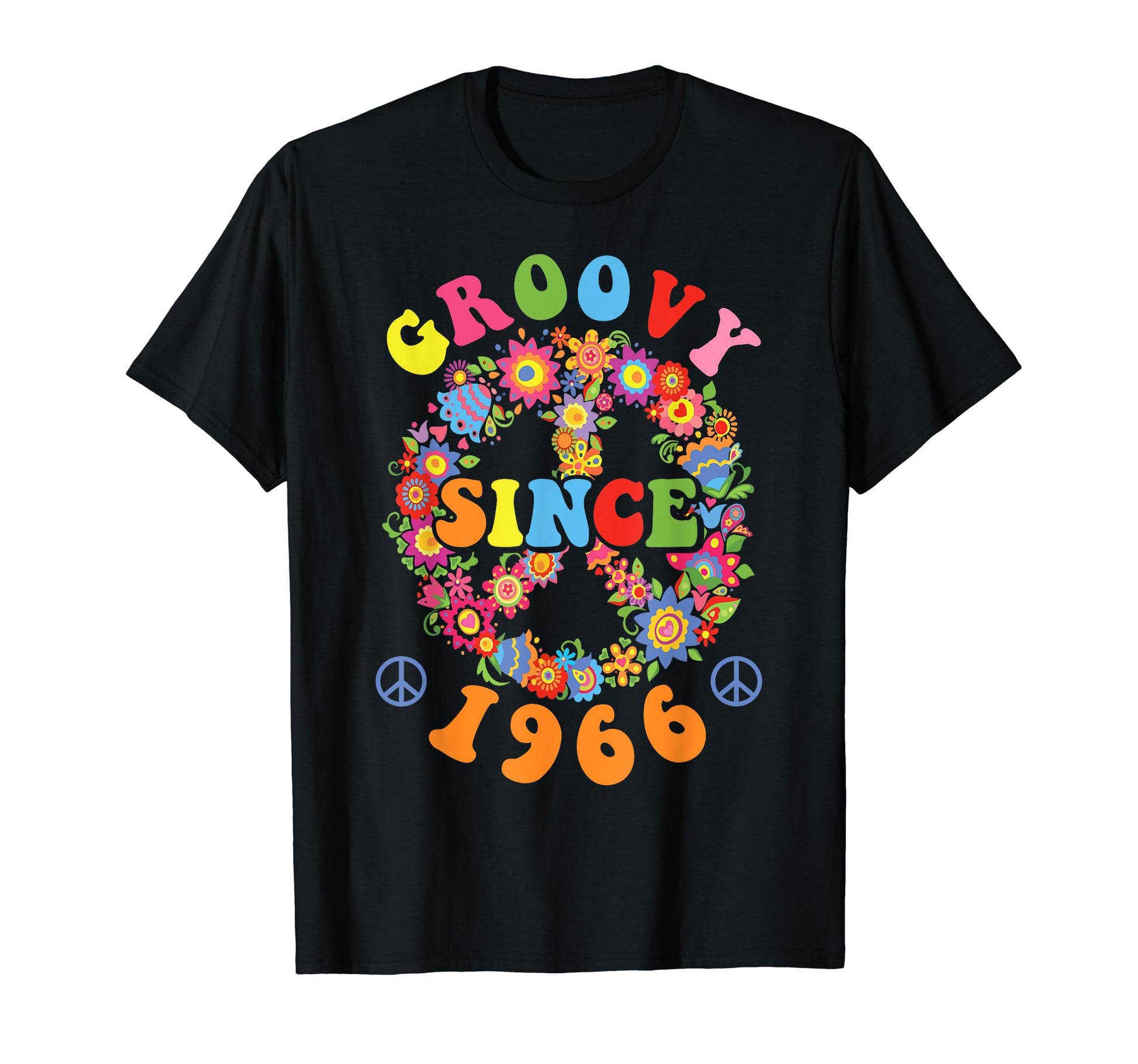Groovy Since 1966 Peace Birthday Party T-Shirt - Graphic Print Unisex - T-Shirt, Sweatshirt, Hoodie