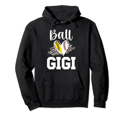 Ball Gigi Heart Baseball Softball Hoodie - Casual Everyday Wear Men Women - T-Shirt, Sweatshirt, Hoodie